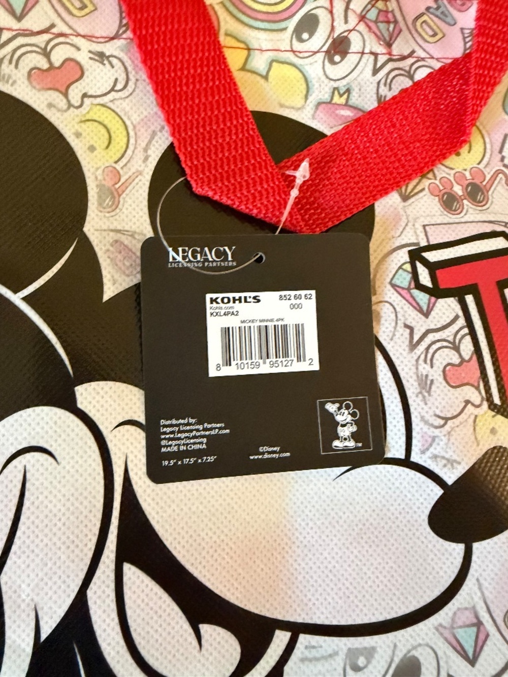 3-Disney's Mickey Mouse & Minnie Mouse Reusable Extra Large Tote Bags - Picture 2 of 15